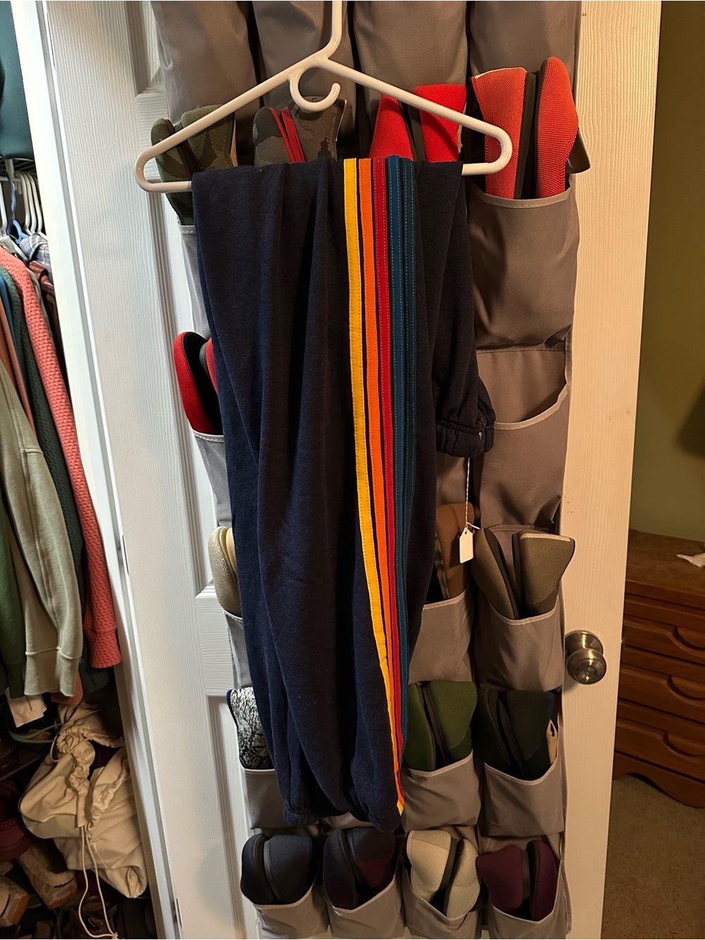 Aviator Nation Men's Navy Lounge Pants with Multicolor Side Stripes